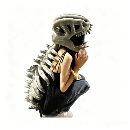 Cartoon style dinosaur skull plush hood perfect for social media outfit photos
