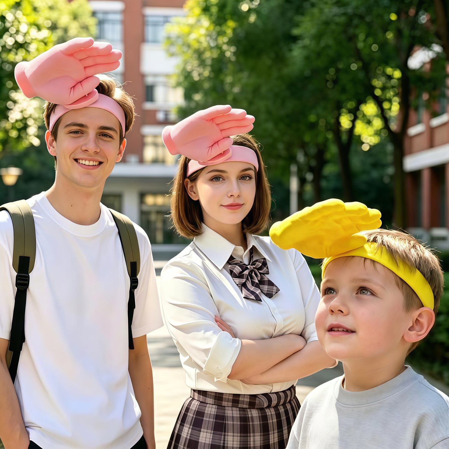 humorous hand visor used for beach and party photos
Title: Viral Funny Outdoor Cap