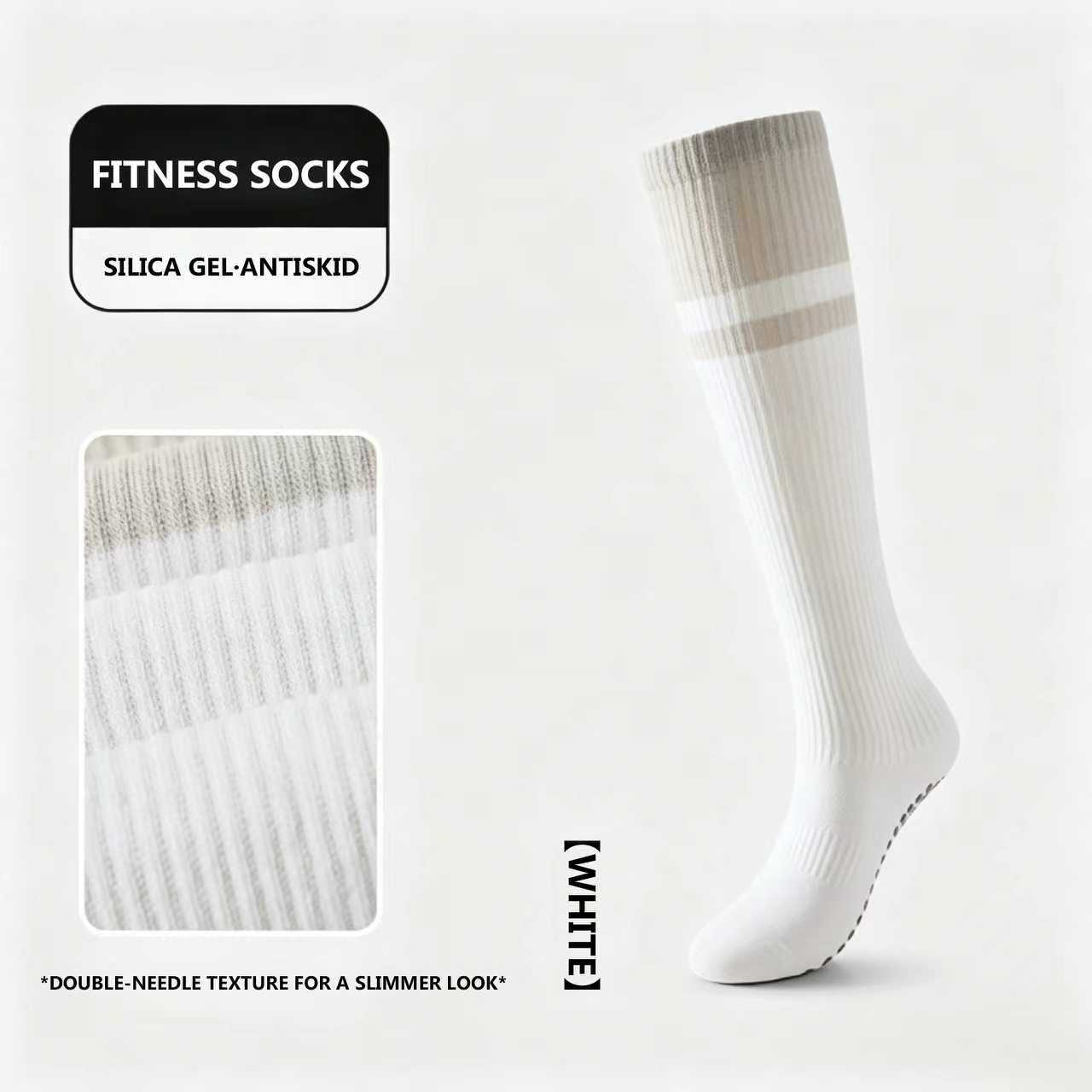 knee high pilates grip socks for yoga and barre workouts