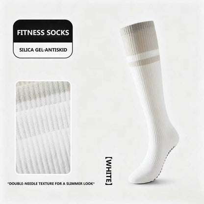 knee high pilates grip socks for yoga and barre workouts