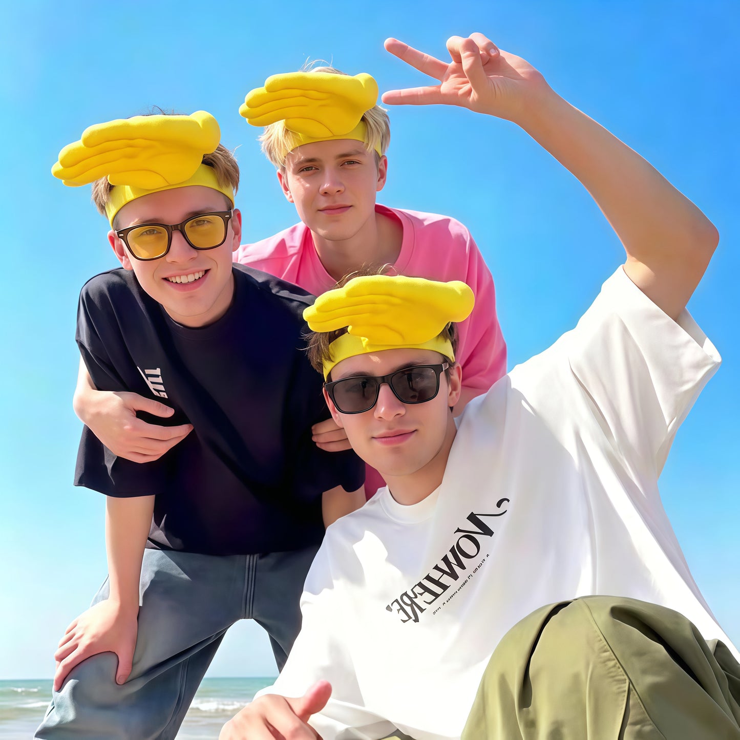 viral funny visor blocking sunlight at the beach