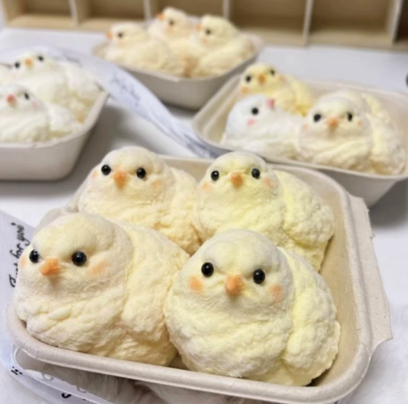 Fluffy chick squishy toy set for cozy gifts cute desk accessories and stress relief