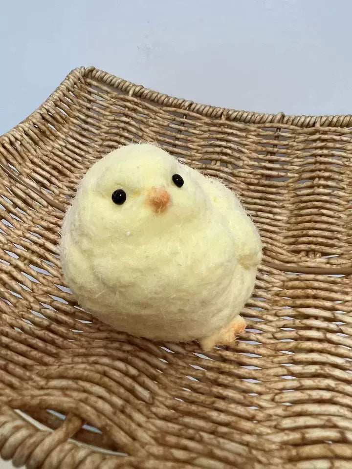 Kawaii chick plush stress relief bundle with soft squishy texture and woven basket
