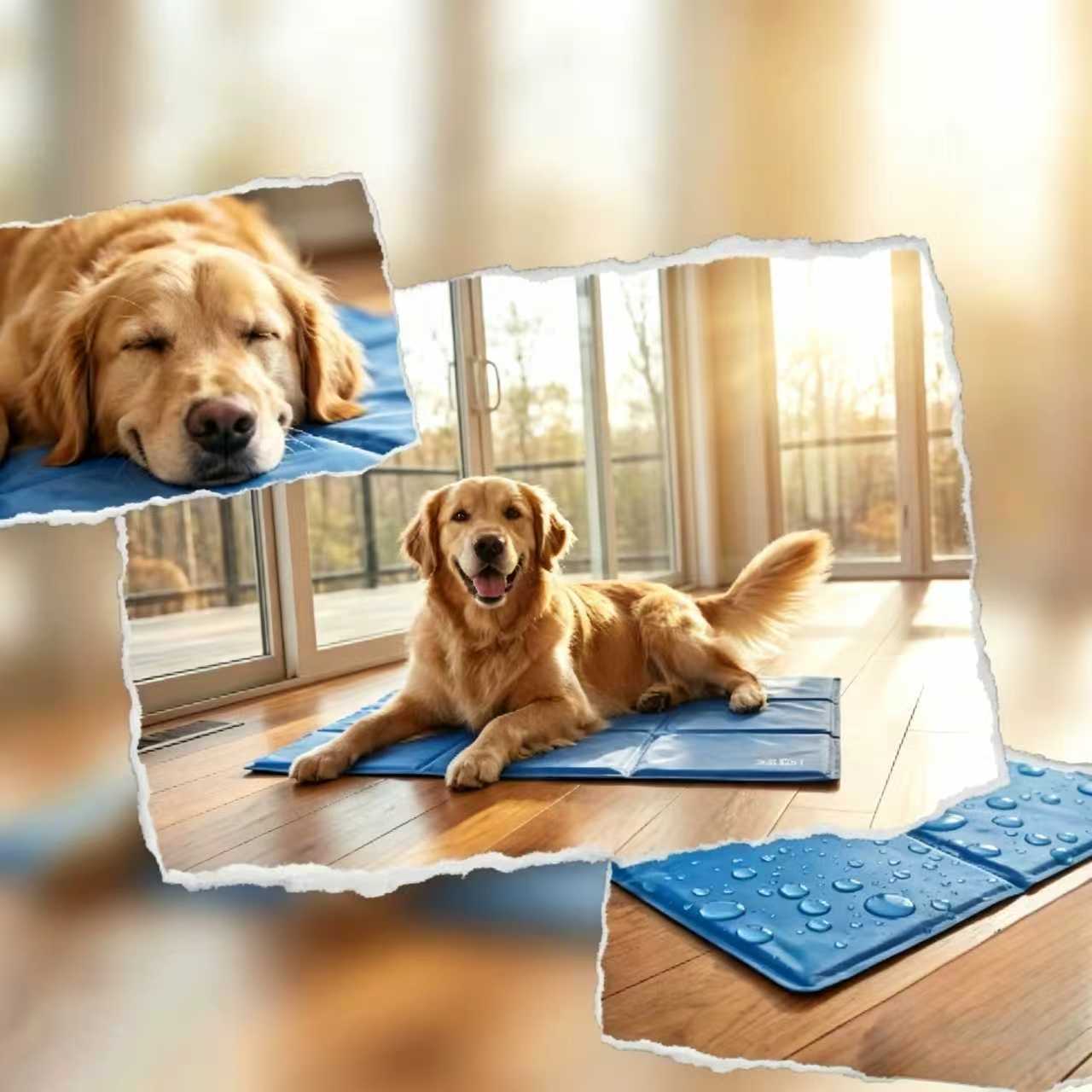 pet cooling mat showing instant cooling effect for heat relief