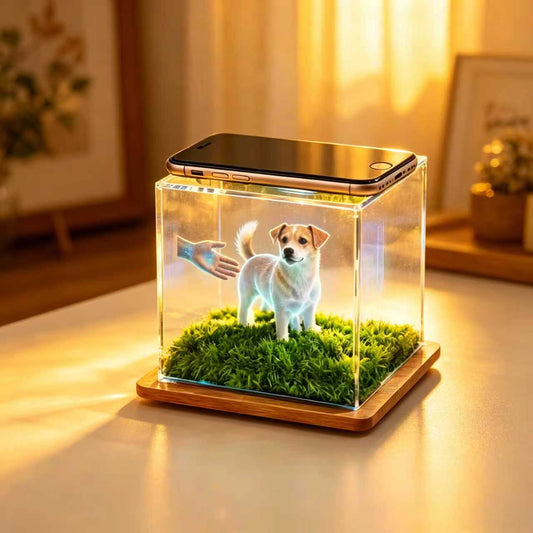 pet hologram keepsake lamp with soft warm light and 3D pet projection