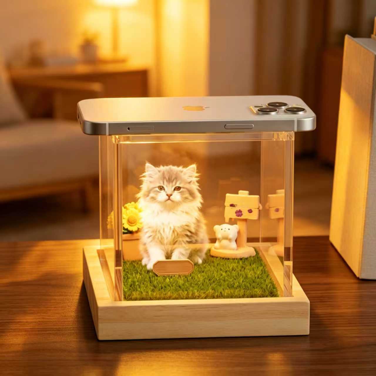 pet hologram night light decoration for home with cozy warm lighting