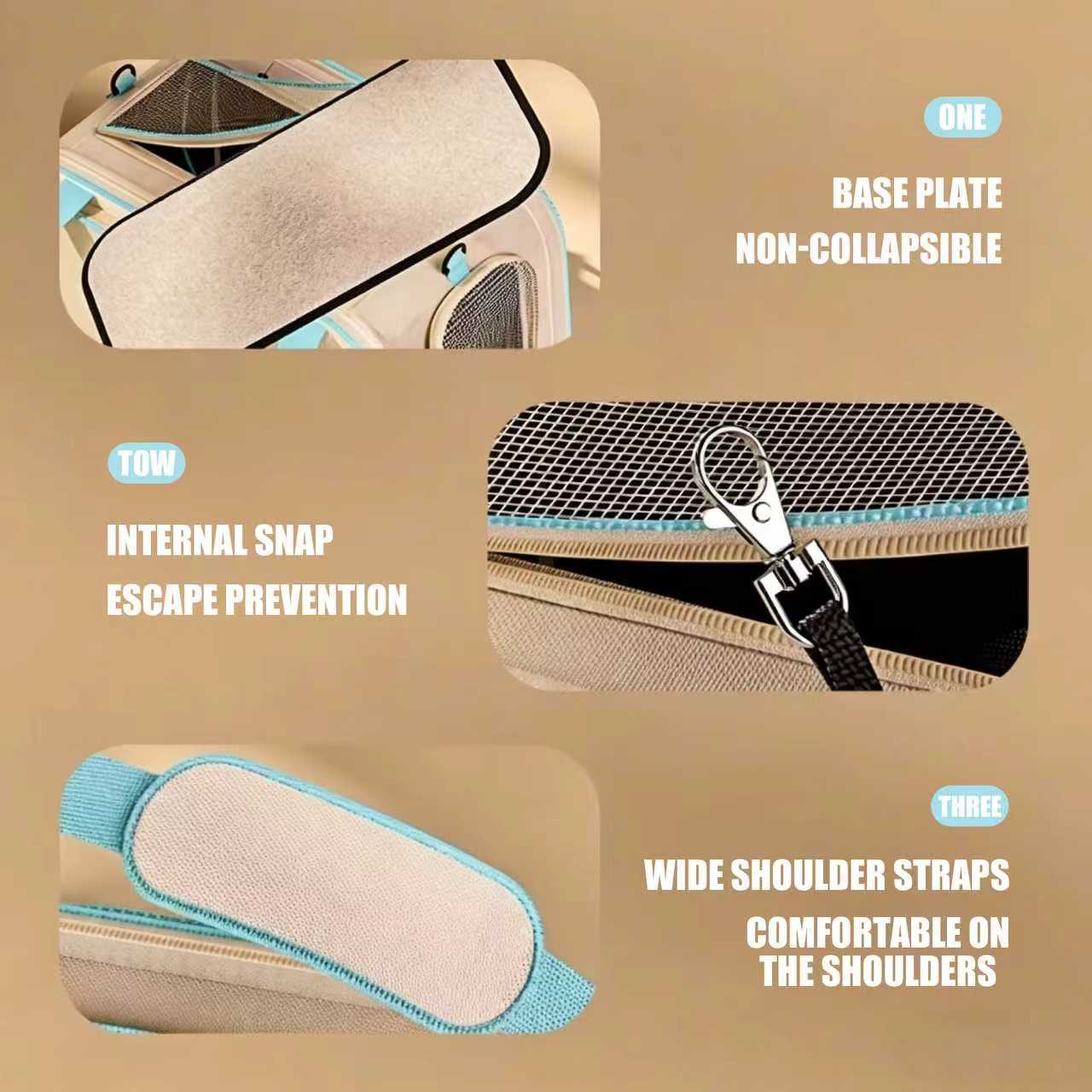 Portable pet travel carrier with wheels and adjustable pull handle