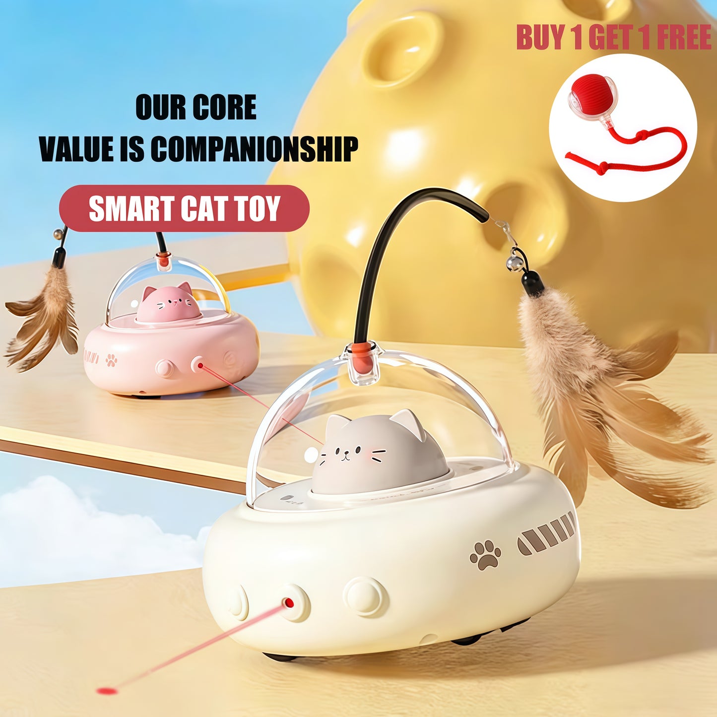 Smart Cat Toy – Interactive Feather & Laser