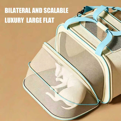 Wheeled pet carrier bag for small dogs and cats with smooth rolling wheels